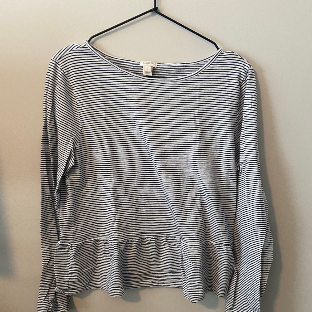 Jcrew striped peplum tee